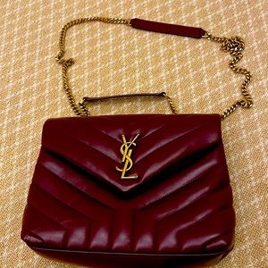Saint Laurent small Matelasse burgundy bag in excellent condition. With dust bag